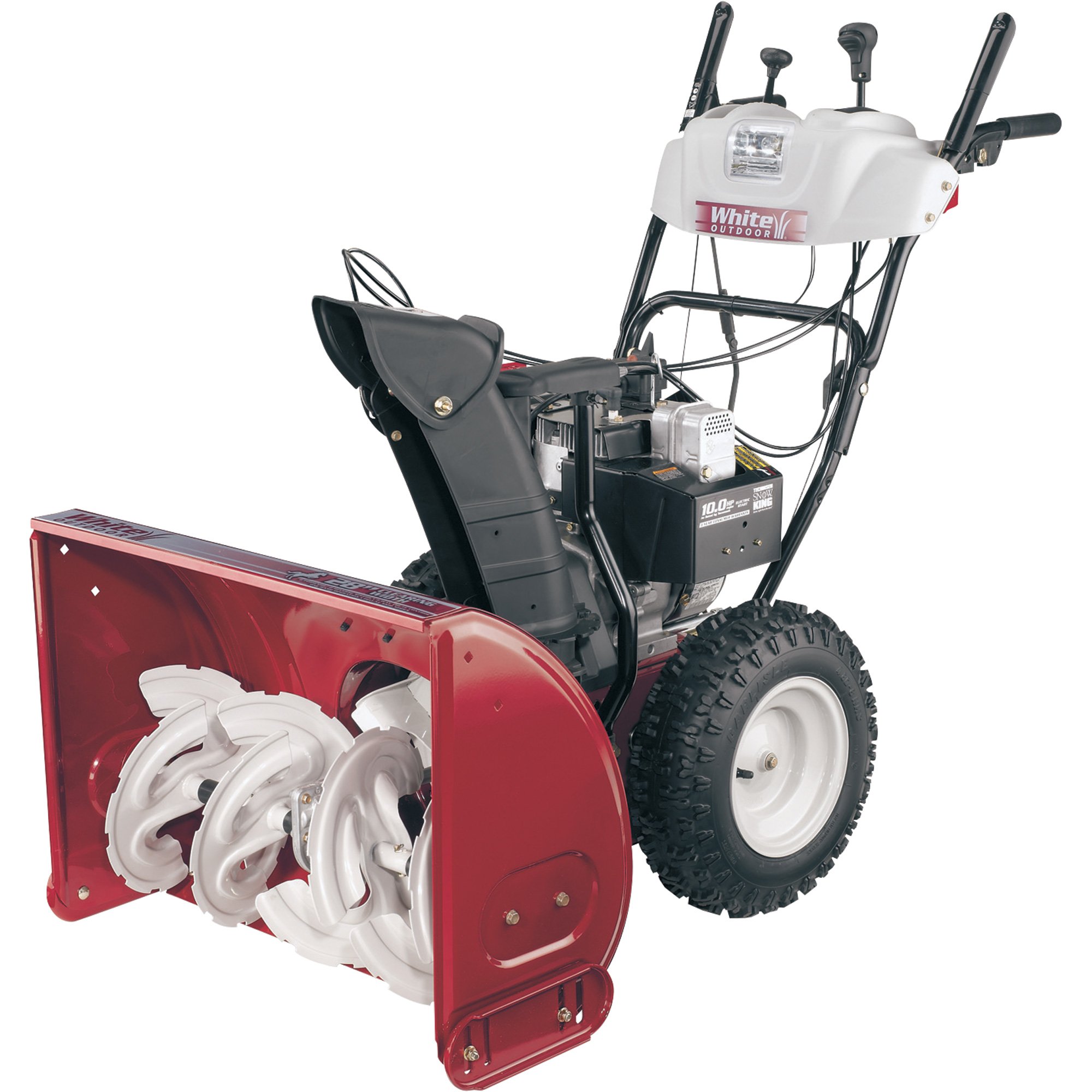 White Outdoor TwoStage Snow Blower with Electric Start and BuiltIn